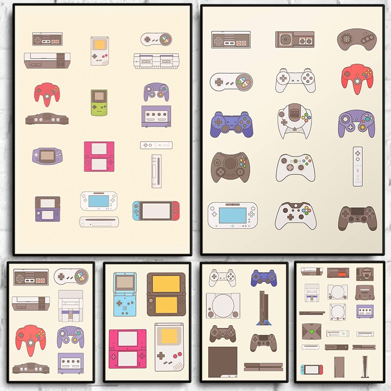 Gaming Console Handheld - لوحة فنية قماشية لتطور أجهزة ألعاب