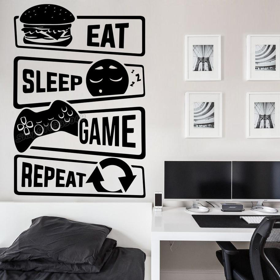 Eat Sleep Game-ملصقات حائط من  - مراجعة Gaming Console Wallpaper وسعره